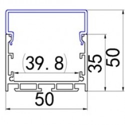Профиль Накладной, Подвесной 5055-2 Anod с прямоугольным Матовым Экраном