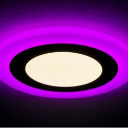 Светильник  с декоративной подсветкой круглый 6+3W, фукси