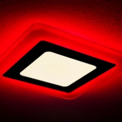 Светильник С Декоративной Подсветкой Квадрат 6+3W, Красный